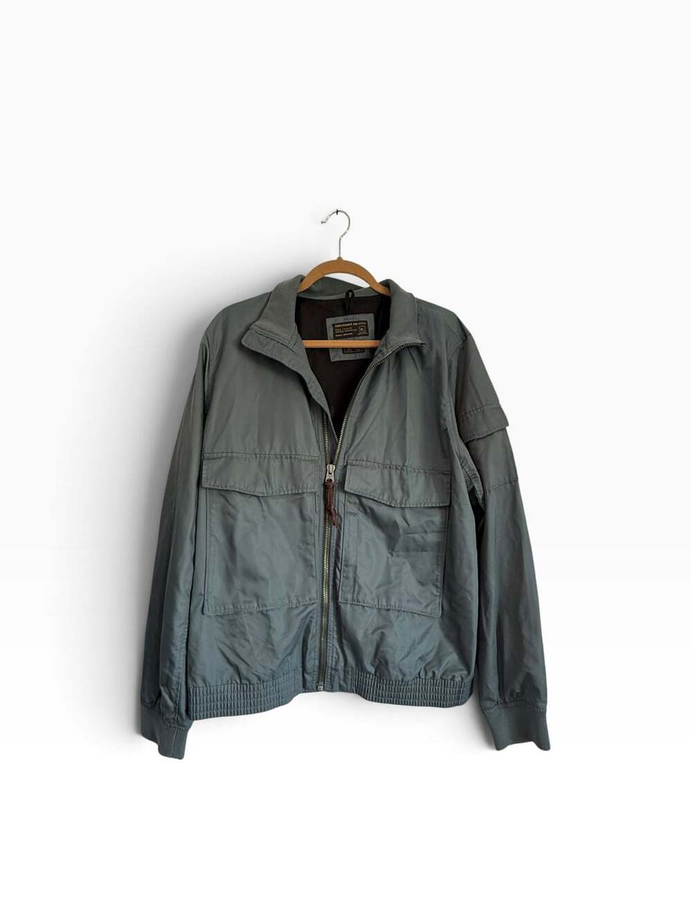 Abercrombie & Fitch Bomber Jacket Size XL Gray Nylon Full Zip